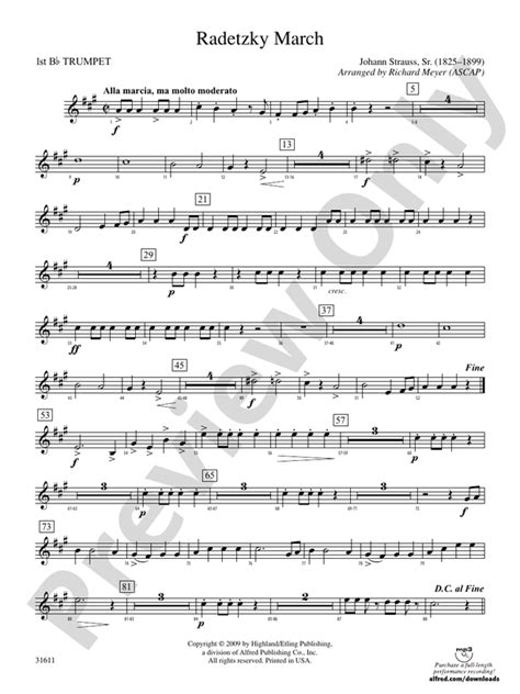 Radetzky March 1st B Flat Trumpet 1st B Flat Trumpet Part Digital
