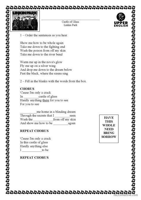 Castle Of Glass Linkin Park Song A English ESL Worksheets Pdf Doc