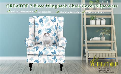 Crfatop Wingback Chair Cover Slipcovers 2 Piece Stretch