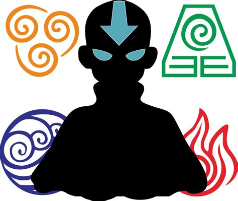 This Is A Silhouette Of Avatar Aang And Four Bender Elements 40521743