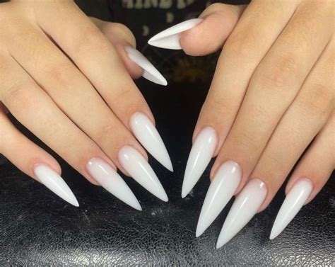 White Milky Nails Acrylic Acrylic Nails Stiletto Stilleto Nails