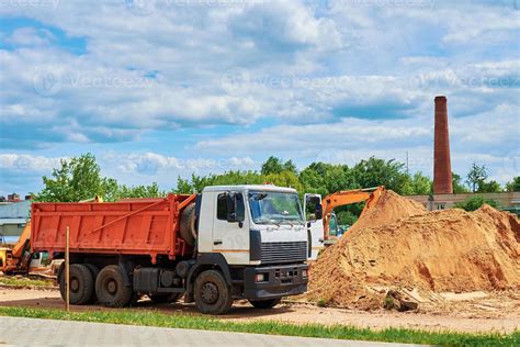 Dumper truck at construction site 21793577 Stock Photo at Vecteezy