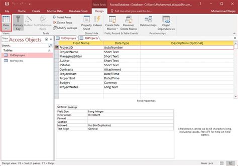 Design View Access Database