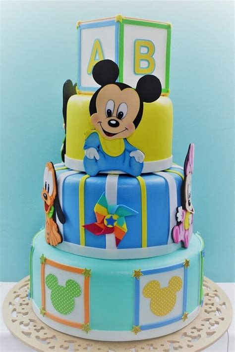 Bolo Decorado Do Mickey Baby E Sua Turma Baby Boy St Birthday Party