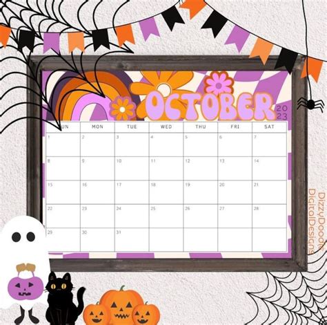 an image of a calendar with halloween decorations