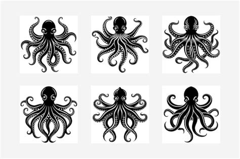 Ilustraci N Vectorial De La Silueta Del Pulpo En Blanco Y Negro