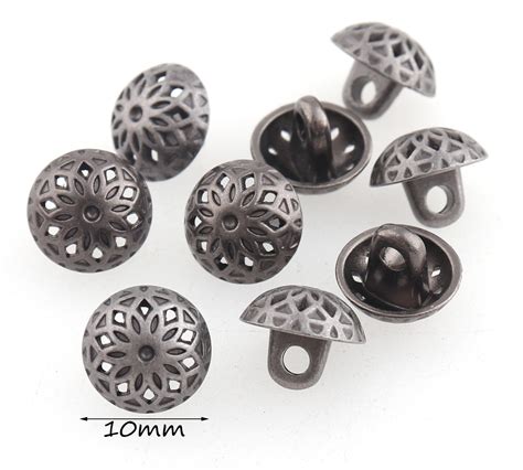 Metal Gun Botones Negros Botones De Moda En Forma De Flor Etsy M Xico