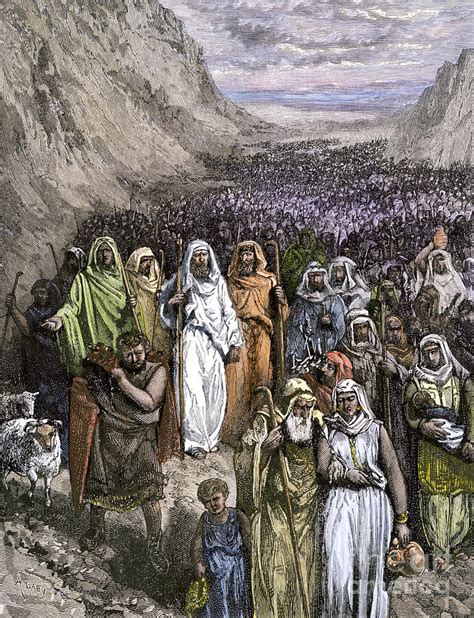 Biblical Scene Moses Leads Jews Hebrew People Israelites Outside Egypt Into The Wilderness