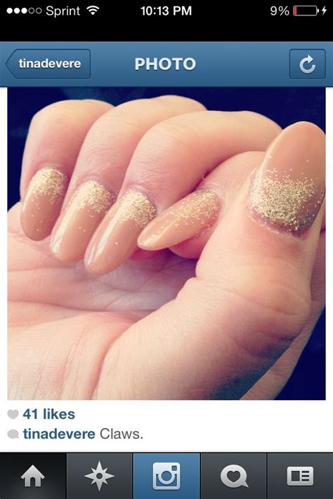 Nude Nails With Gold Glitter Gold Nails Nails Nude Nails