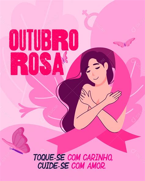 Outubro Rosa Toque Se Carinho Cuide Se Amor Social Media PSD