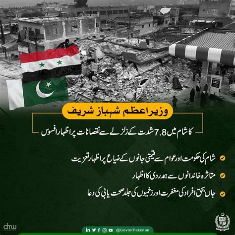 Government Of Pakistan On Twitter وزیراعظم شہباز شریف کا شام میں 78 شدت کے زلزلے سے نقصانات