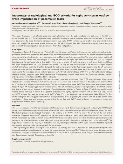 (PDF) Inaccuracy of radiological and ECG criteria for right ventricular outflow tract ...