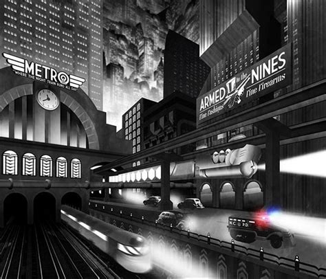 Love The Train Dieselpunk Art Deco City Retro Futurism