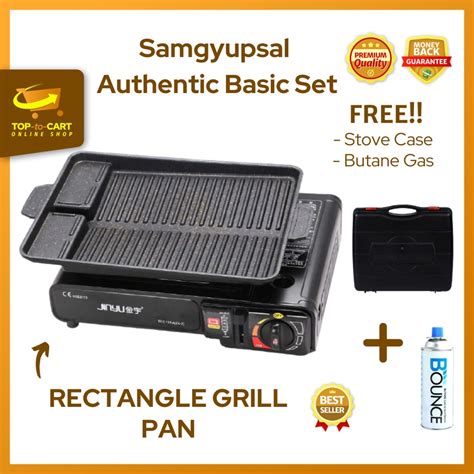 Fast Delivery Korean Samgyupsal Authentic Basic Set Korean Bbq Rectangle Grill Set Wportable