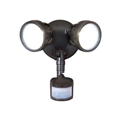 All Pro 180 Degree Bronze Motion Activated Sensor Twin Head Round Outdoor Integrated Led