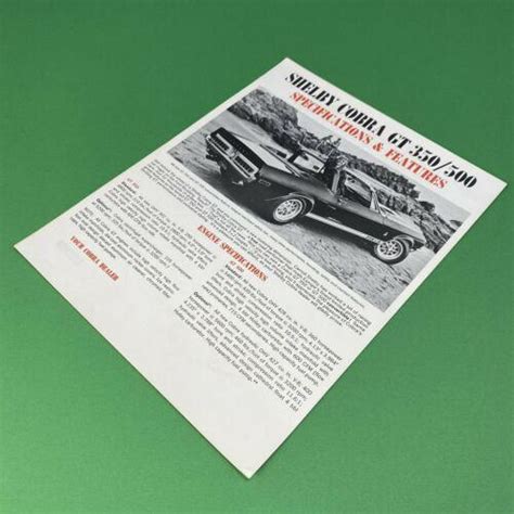 Original Shelby Mustang Gt Gt Spec Sheet Ford Cobra Gt