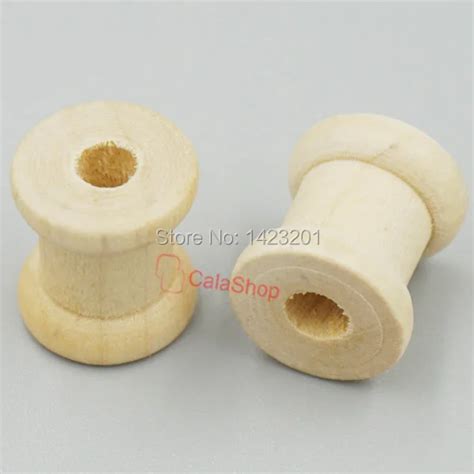 100 Pcs Lot Wooden Thread Spools Wood Empty Natural Cylinder Craft