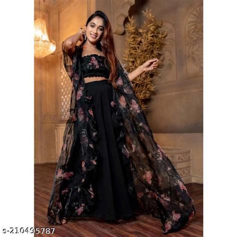 Black Crop Top Palazzo Set With Shrug