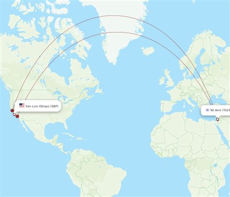 All Flight Routes From San Luis Obispo To Tel Aviv Yafo Sbp To Tlv