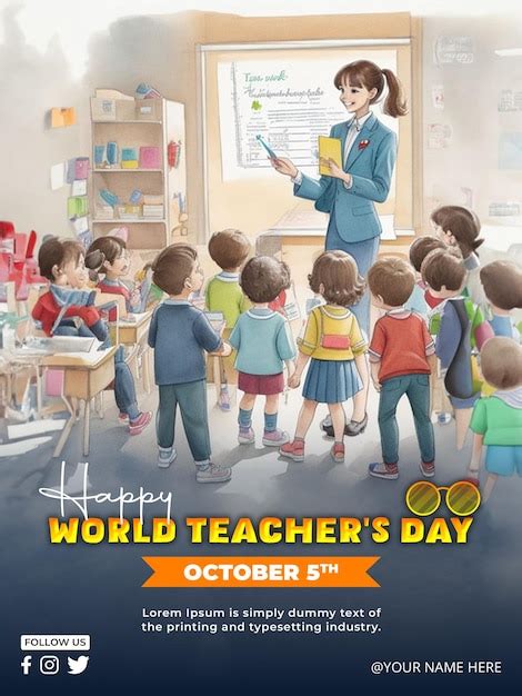 Premium Psd Psd Happy World Teachers Day Social Media Post Template