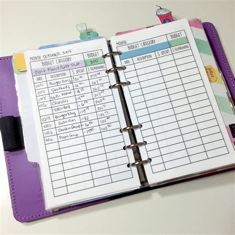 Personal Business Financial Filofax Sections Free Printables