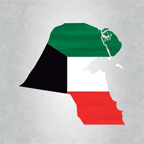 Kuwait map with flag 4266741 Vector Art at Vecteezy