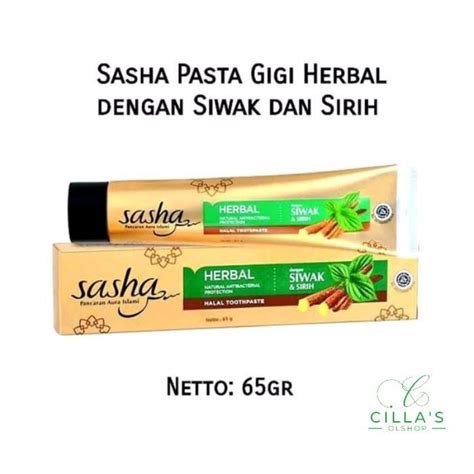 Jual SASHA HERBAL SIWAK PASTA GIGI 65G Shopee Indonesia