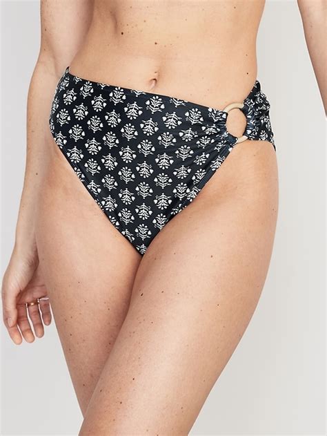 Mid Rise Printed O Ring French Cut Bikini Swim Bottoms Old Navy