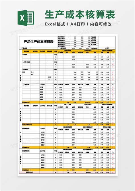 产品生产成本核算表EXCEL模板下载 生产 图客巴巴