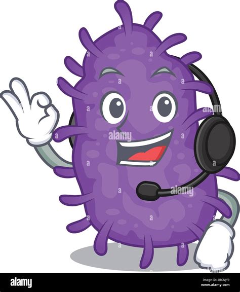 A Gorgeous Bacteria Bacilli Mascot Character Concept Wearing Headphone