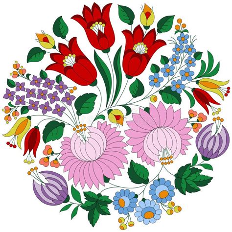 Hungarian Folk Pattern With Tulips And Peonies Stock Vector