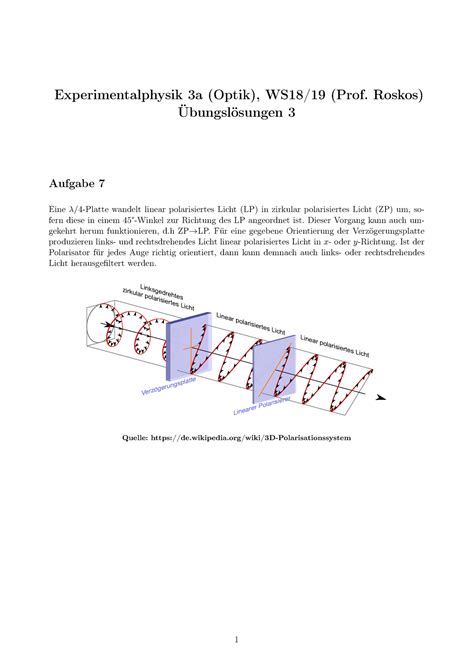 Lösung Präsenzübung Blatt 03 Experimentalphysik 3a Optik WS18 19