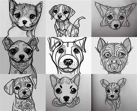 Tattoo Design Line Sketch Adorable Lineart Puppy Bolt Stable