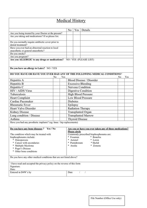 Medical History Form In Word And Pdf Formats Page Of