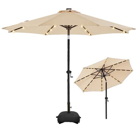 Pasamic Ft Aluminum Solar Led Market Umbrella Outdoor Patio