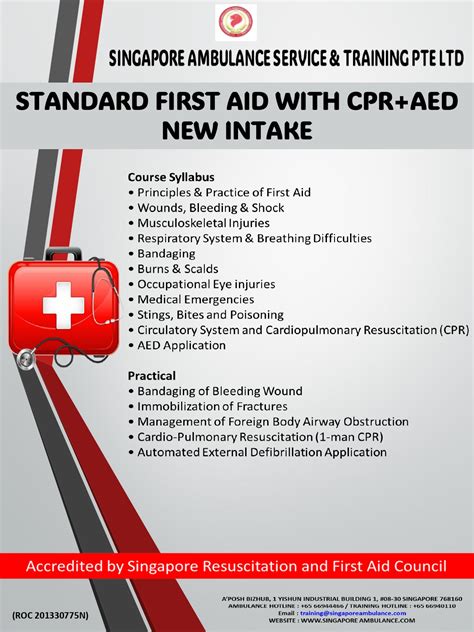 Standard First Aid With Cpr Aed Course Singapore Ambulance