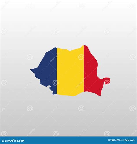 Romania National Flag In Country Map Silhouette Stock Vector