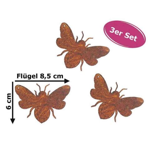 Dekofigur Mini Biene 8cm im Rost Design 3er Set Rostfigur für den