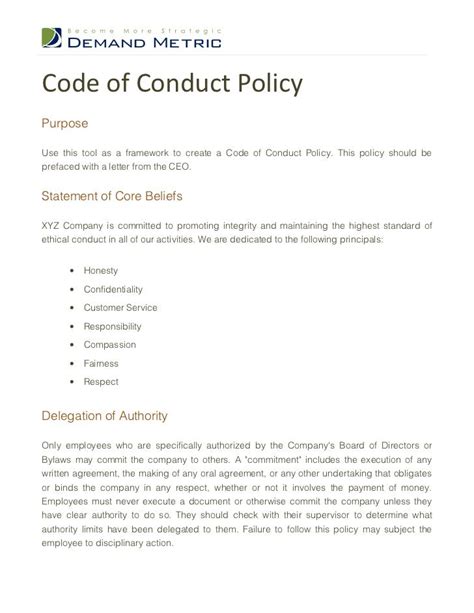 Code Of Conduct Policy