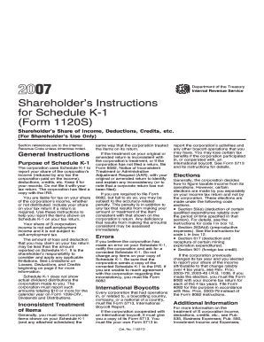 Fillable Online Sgm Instructions For Schedule K 1 Form 1120S Fax