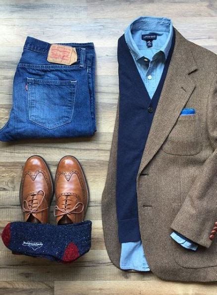 Mens Fall Fashion W Denim Tweed Layers And Wingtips Mens Fashion