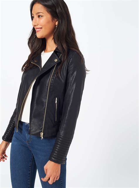 Black Elsy Faux Leather Biker Jacket From Miss Selfridge I Think Im