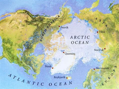 Geographic Map of Arctic Ocean Close Location Stock Image - Image of ...