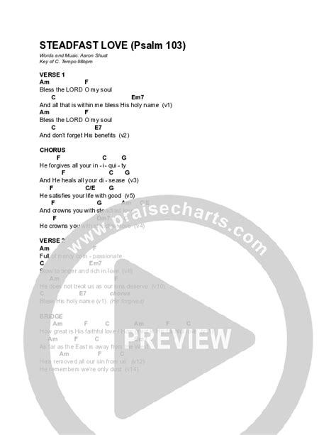 Steadfast Love (Psalm 103) Chords PDF (Aaron Shust) - PraiseCharts