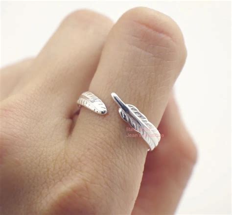 925 Sterling Silver Thin Feather Adjustable Knuckle Midi Mid Pinkie Toe