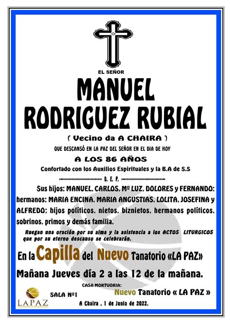 Esquelas Ver N Manuel Rodr Guez Rubial