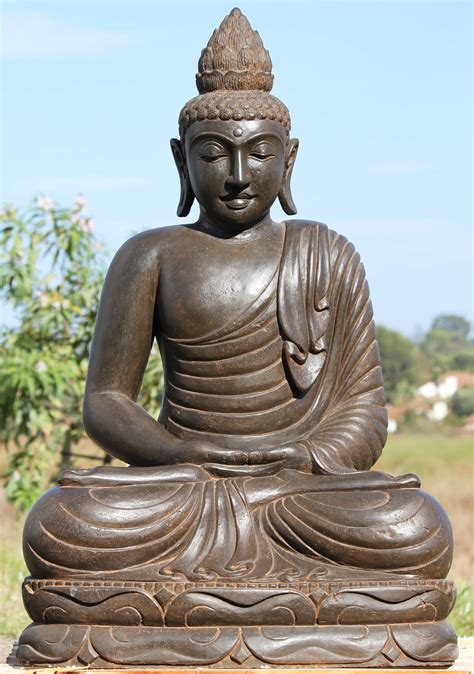 Stone Meditating Garden Buddha Statue 39" (#102ls386): Lotus Sculpture