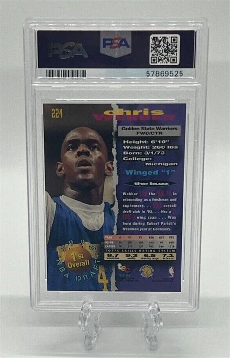 Topps Stadium Club Chris Webber Rookie St Day Issue Psa