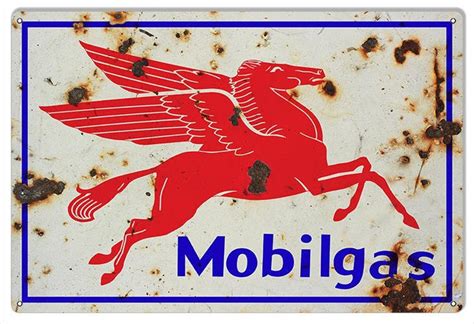 Mobilgas Pegasus Sign Vintage Aged Style Large 16 X 24 Inch Etsy