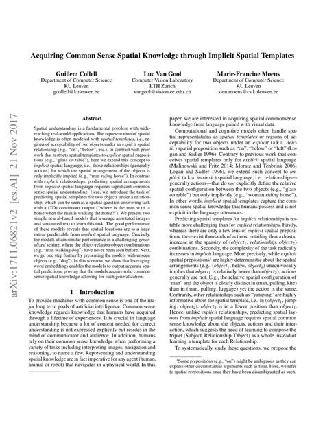 PDF Acquiring Common Sense Spatial Knowledge Through Implicit Spatial